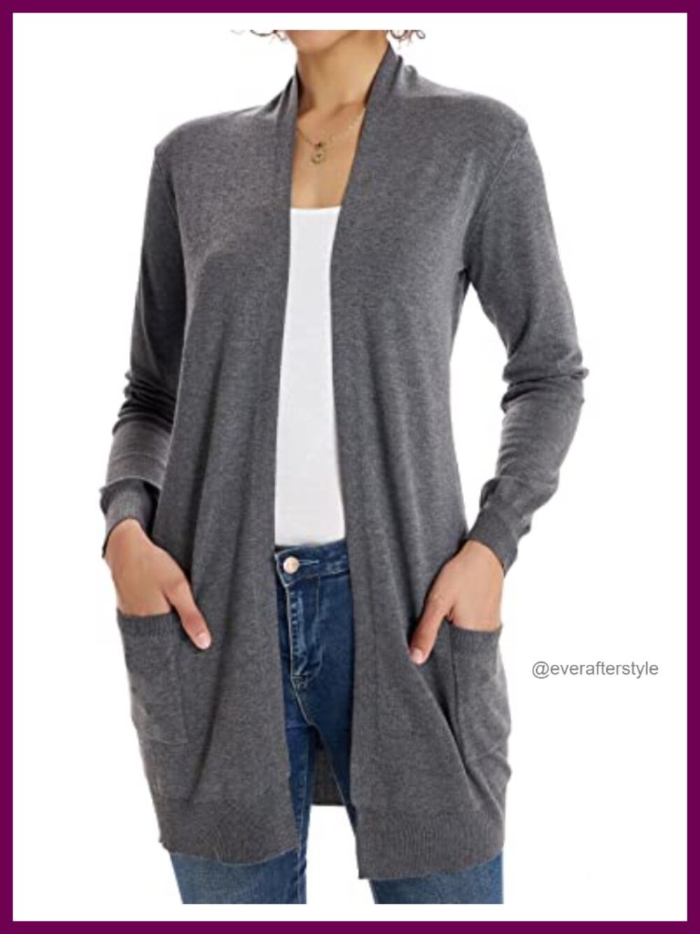 Lightweight Open Front Cardigan Sweater with Pockets Long Sleeve Shrug